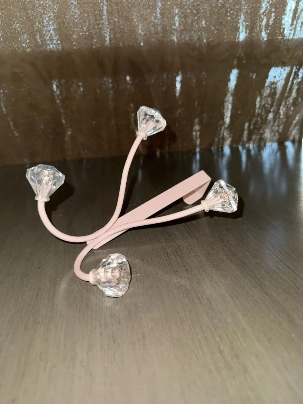Pink Over-the-Door Hook Rack with Crystal-Style Knobs